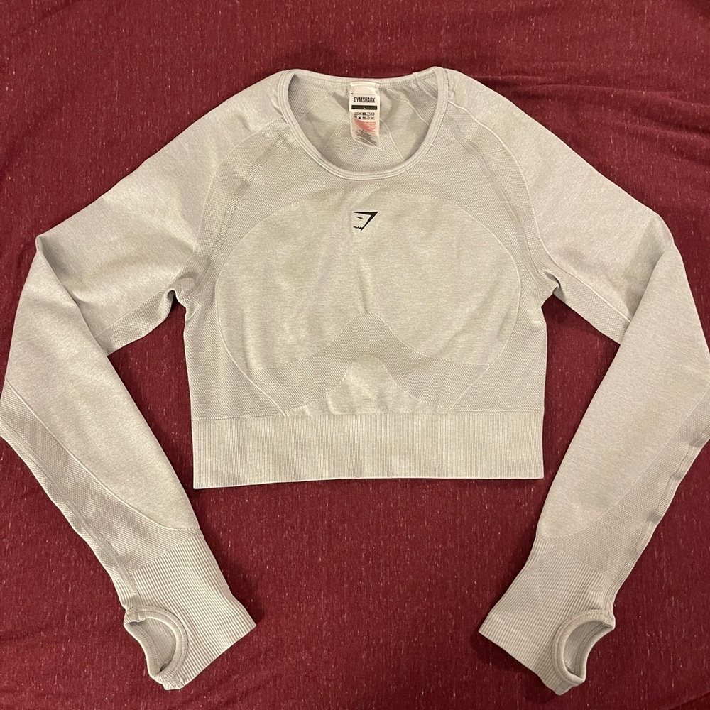 Gymshark Flex Long Sleeve Crop top - Light Grey Marl
